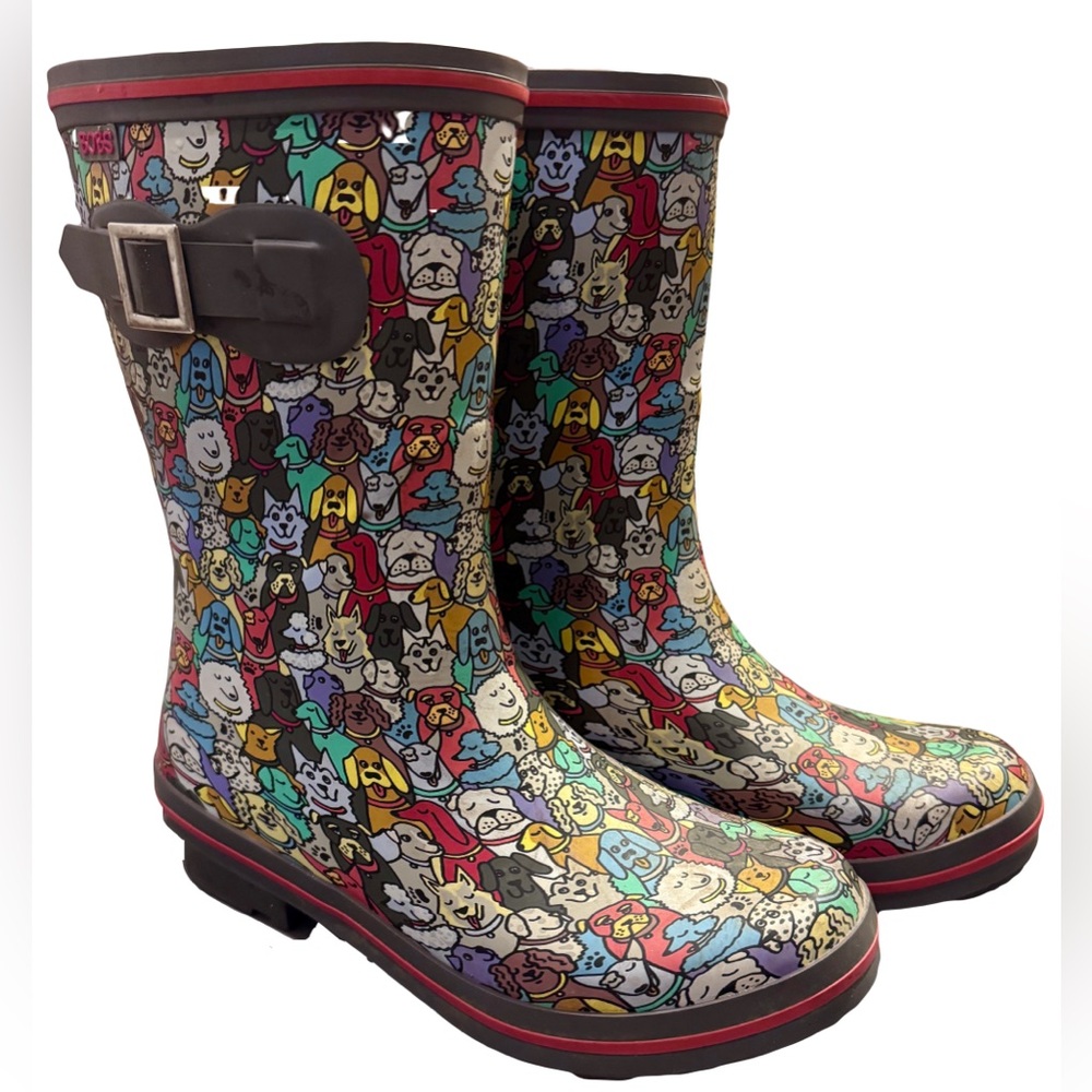 BOBS from Skechers Colorful Dog Print Rain Boots